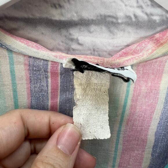 Vintage Improved Living Striped Robe House Coat Size L Ruffle Lace Button Pink - Picture 4 of 8